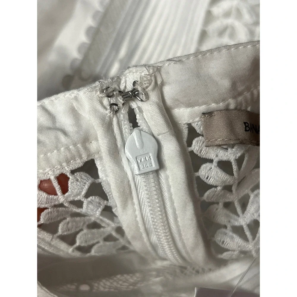Banana Republic Diora Mini Dres Size L White Embrodery‎